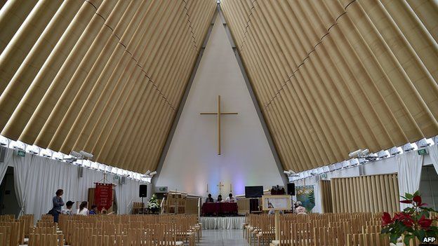 Inside Christchurch's cardboard cathedral