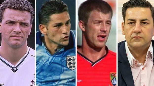 The four players to speak publicly have each waived their right to anonymity as sex abuse victims. (Left to right) Paul Stewart, David White, Steve Walters and Andy Woodward have also gone public with their ordeals