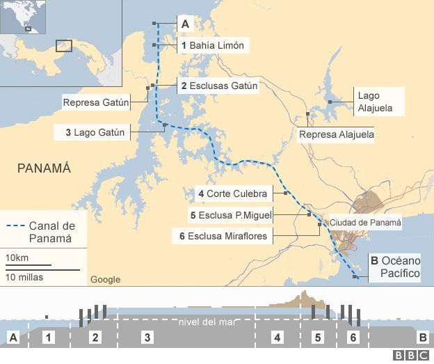 Resultat d'imatges de canal de panama y comercio mapa