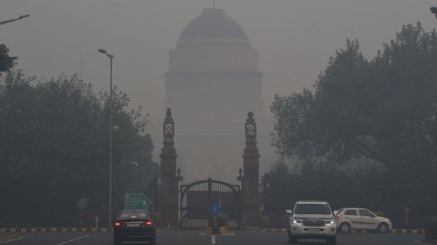 Smog covering Delhi