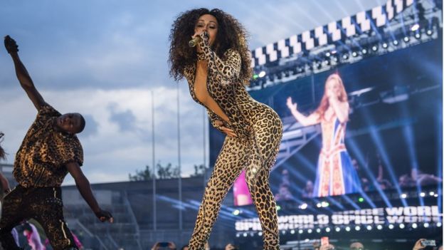 Mel B on stage at the Spice Girls concert in Dublin