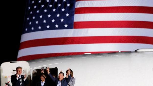 President Trump and the freed detainees