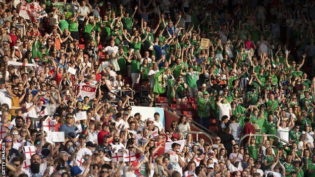 England and Northern Ireland fans at St Mary's Stadium