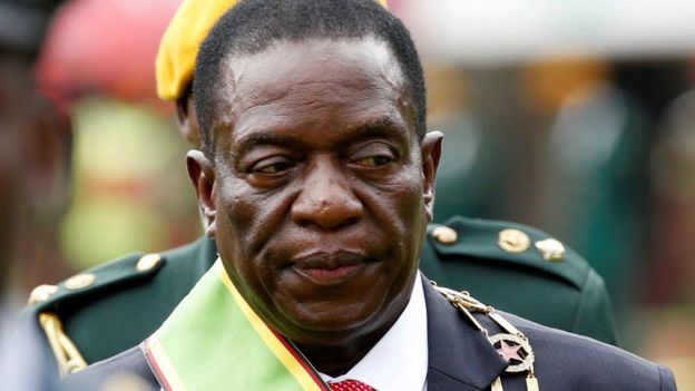 Emmerson Mnangagwa shortly after he was sworn in as Zimbabwe's president in Harare, 24 November 2017