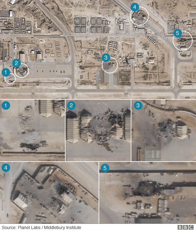 تصاویر ماهواره از آثار حمله در پایگاه عین الاسد