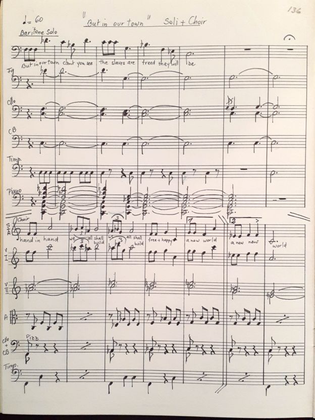 صفحه‌ای از اپرای پریا به خط آهنگساز