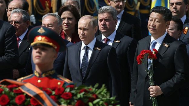 Raúl Castro, Vladimir Putin y Xi Jinping