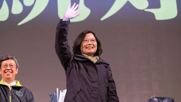 Tsai Ing-wen en un acto de campaña.