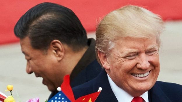 Rais Xijiping wa China kushoto na Trump kulia