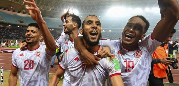Tunisia celebrate qualifying for the World Cup after a 1-0 aggregate win over Mali