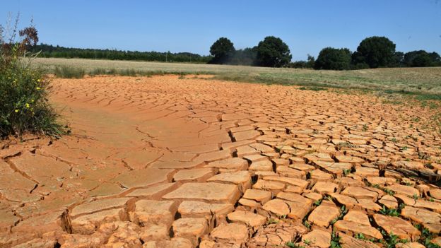 Lecho seco de un río en Francia durante una ola de calor en 2018