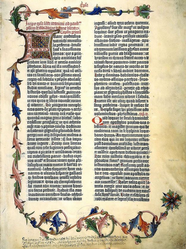 Página de la Biblia de Gutenberg