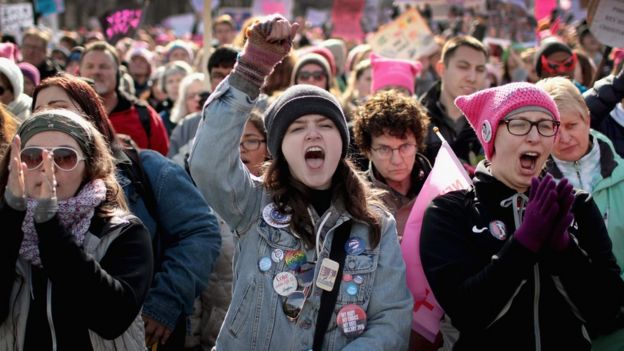 Manifestación por los derechos de las mujeres en Chicago.