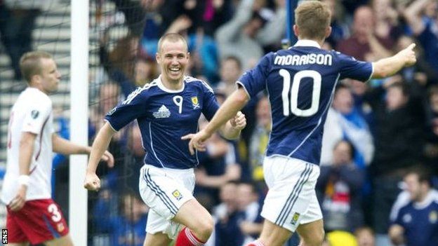 Kenny Miller celebrates scoring against the Czech Republic in a 2-2 draw at Hampden in 2011