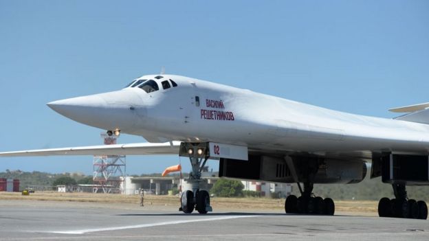 Un avión Tu-160 en Caracas