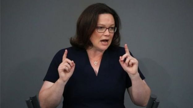 Almaniya Sosial Demokrat Partiyasının lideri Andrea Nahles