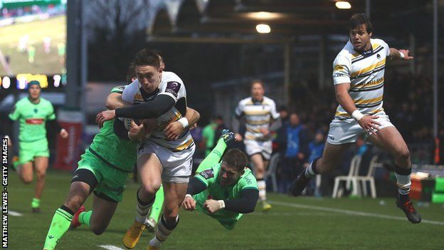 Wales international Josh Adams' try was his third of the season for Worcester - and his first in the European Challenge Cup