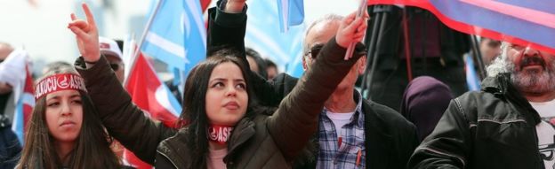 Supporters of the Nationalist Movement Party (MHP) at a 