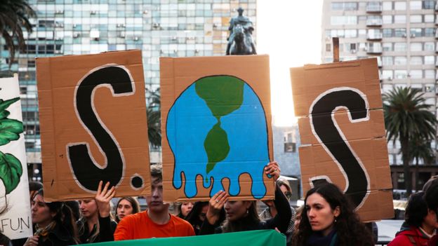 Protestas en Montevideo en septiembre exigiendo acciones contra el cambio climático