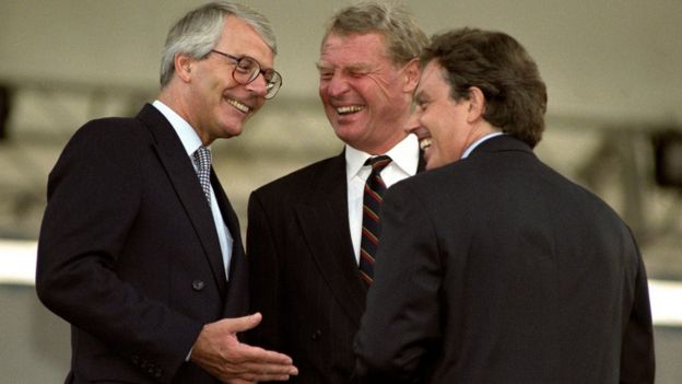Paddy Ashdown with Tony Blair and Sir John Major