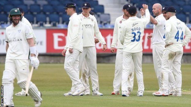 Chris Rushworth's wicket of Daryl Mitchell was the ninth time he has dismissed the Worcestershire opener - more than any other opposing batsman among his 527 first-class victims for Durham