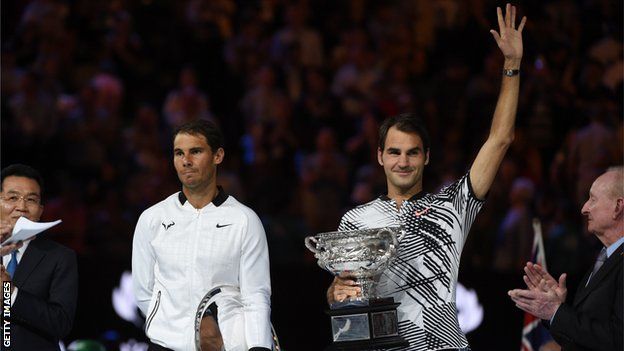 Rafael Nadal and Roger Federer after the 2017 final