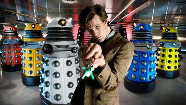 Matt Smith as Doctor Who, wearing a Harris Tweed jacket