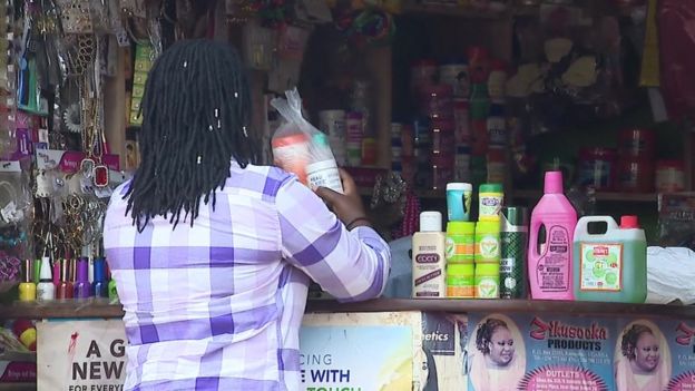 A cosmetics shop in Kampala, Uganda