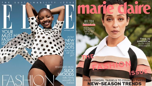 Elle UK front cover featuring Slick Woods and Marie Claire UK front cover featuring Ruth Negga