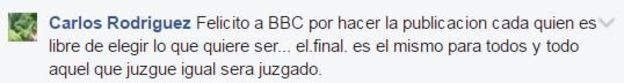 Comentario en Facebook