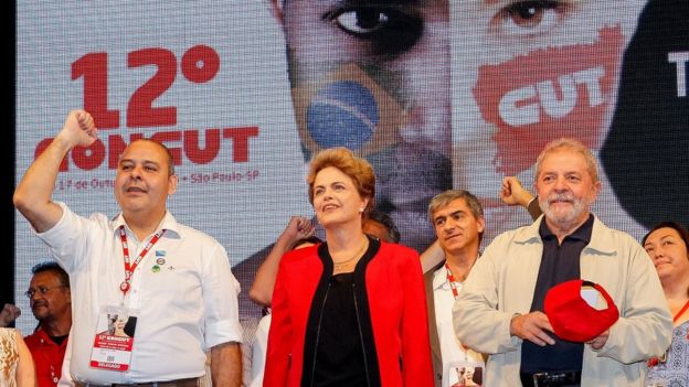Dilma e Lula em Congresso da CUT
