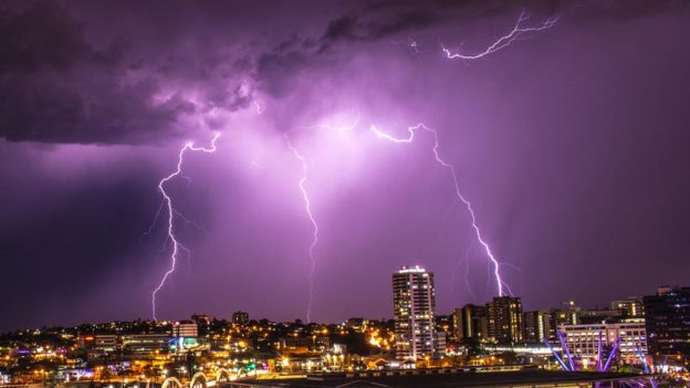 Night sky with lightning