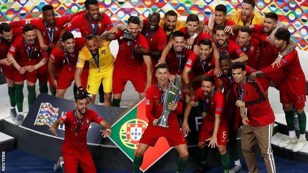 Portugal celebrate winning the inaugural Nations League