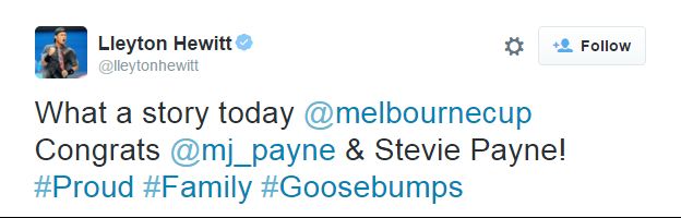 Tweet from Australian tennis player Lleyton Hewitt