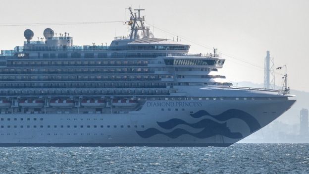 ইয়োকোহামা বন্দরে কোয়ারেন্টাইন হয়ে থাকা প্রমোদতরী