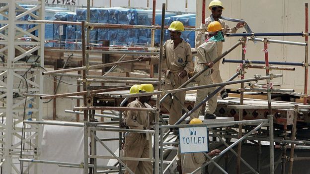 Trabajadores en una construcción en Dubai