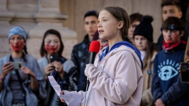 Greta Thunberg durante discurso