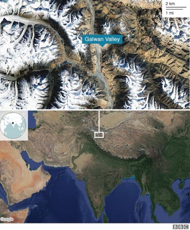 خارطة توضح موقع وادي غالوان في آسيا
