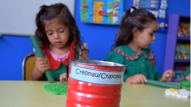 Children learn Welsh in school