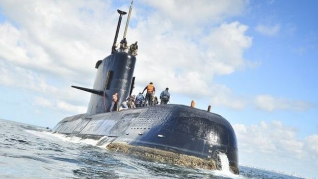 O ARA San Juan navegando na superfície