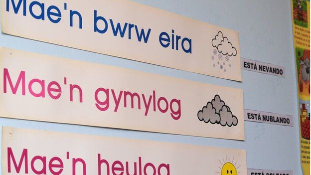 Bilingual signs in school