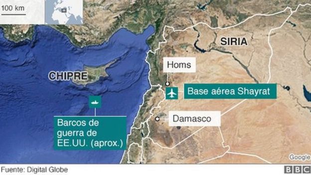 Mapa de la base aérea Al Shayrat
