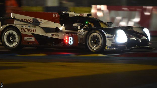 Fernando Alonso driving his Toyota during the Le Mans 24 Hours