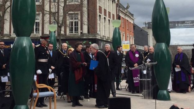 Princess Anne attended the service on Bridge Street