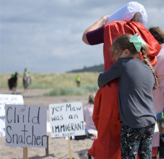 protesters of the beach at Turnberry