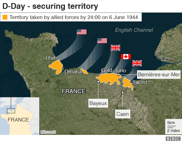 D-Day map: Securing territory