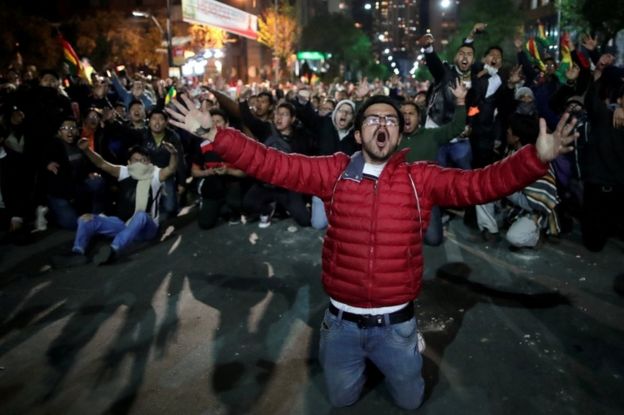 Protestas de seguidores de Mesa, en Bolivia.
