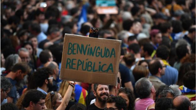 Protesta a favor de la independencia de Cataluña