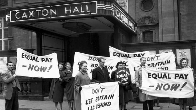 Protesta por la igualdad salarial en Reino Unido, 1954