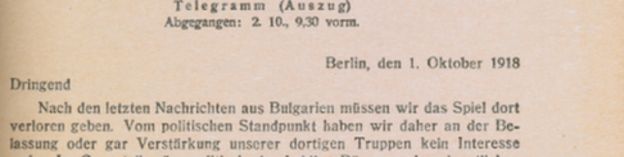 Telgrama de Paul von Hintze.
